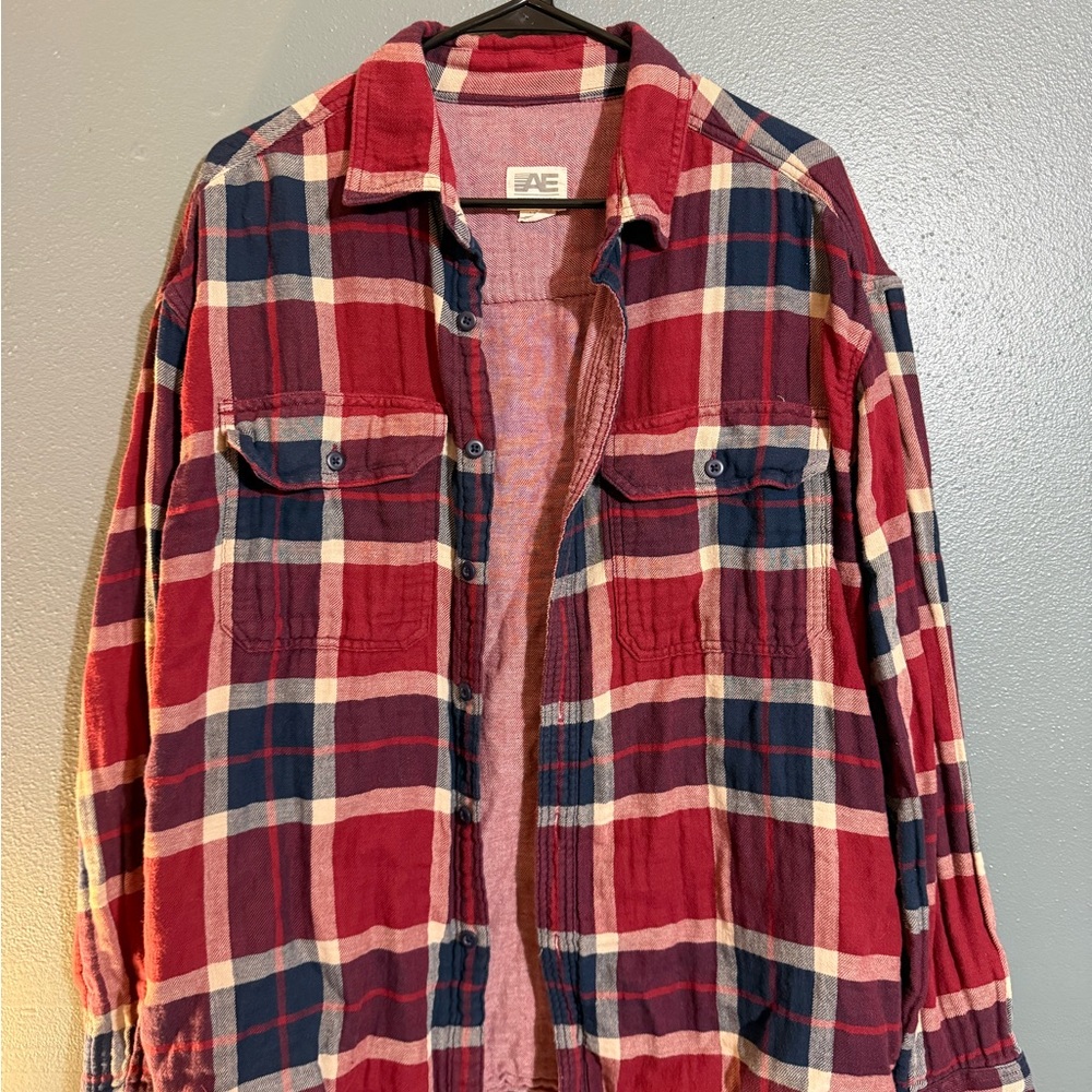 American Eagle Outfitters Red and White Striped Shirt